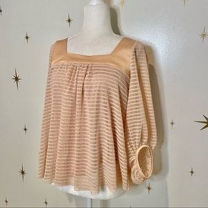 Anthropologie Blush Square Neck Blouse
